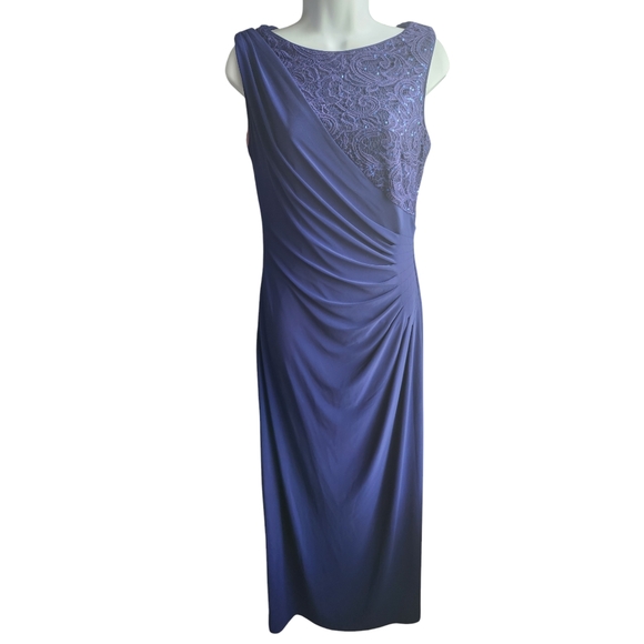 R&M Richards Dresses & Skirts - R & M Collection Sleeveless Royal Blue Lace Sequin Top Evening Gown Size 8